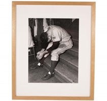 10/3/1951 Ralph Branca Dejected in Clubhouse (After Allowing "Shot Heard Round the World") Original Barney Stein 11x14 Framed Photo – Stein Family Collection