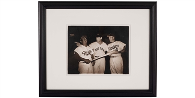C. 1950s Ted Williams, Roy Campanella & Duke Snider "Trio of All Stars" (Spring Training) Original Barney Stein Framed Photo – Stein Family Collection