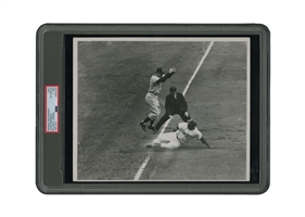 1955 Jackie Robinson World Series Game 3 (Sliding Safely into Third) Original Photograph by William C. Greene – PSA/DNA Type 1 (Slab + LOA)