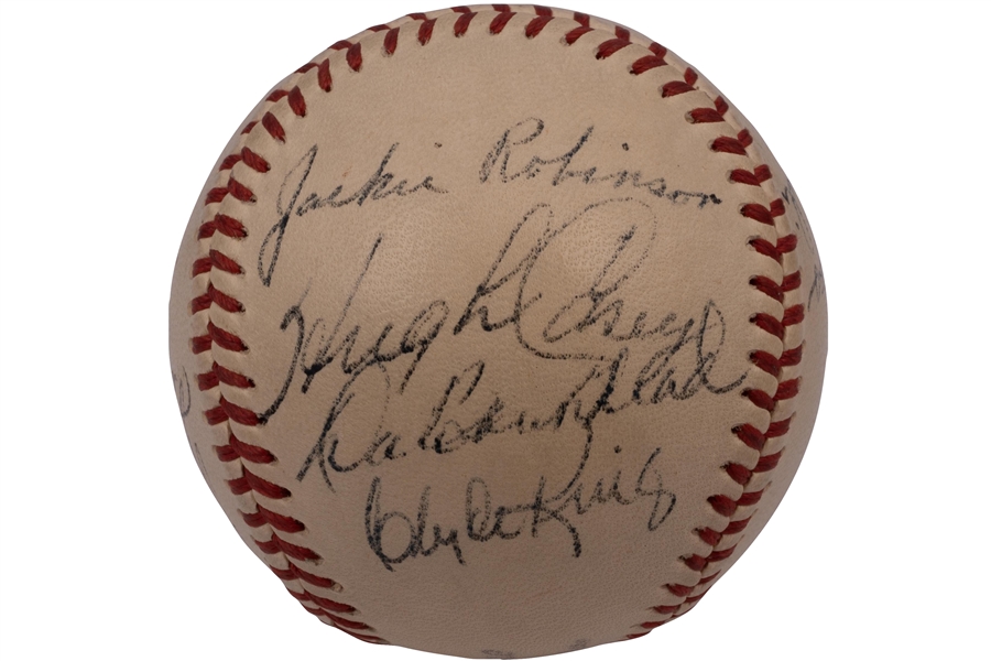 1947 Brooklyn Dodgers Partial Team Signed ONL (Frick) Baseball incl. Rookie Jackie Robinson (Notated Attribution to World Series Game 4!) – PSA/DNA LOA