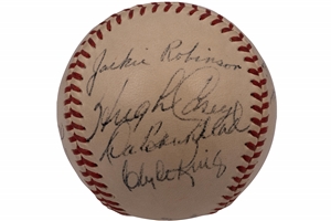 1947 Brooklyn Dodgers Partial Team Signed ONL (Frick) Baseball incl. Rookie Jackie Robinson (Notated Attribution to World Series Game 4!) – PSA/DNA LOA