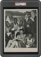 4/15/1965 Boston Celtics "NBA Champions Locker Room Celebration" Original AP Photo with Auerbach, Russell, Havlicek, Sanders, Sam & K.C. Jones, and Gov. Kolpe – PSA/DNA Type 1 (Slab + LOA)