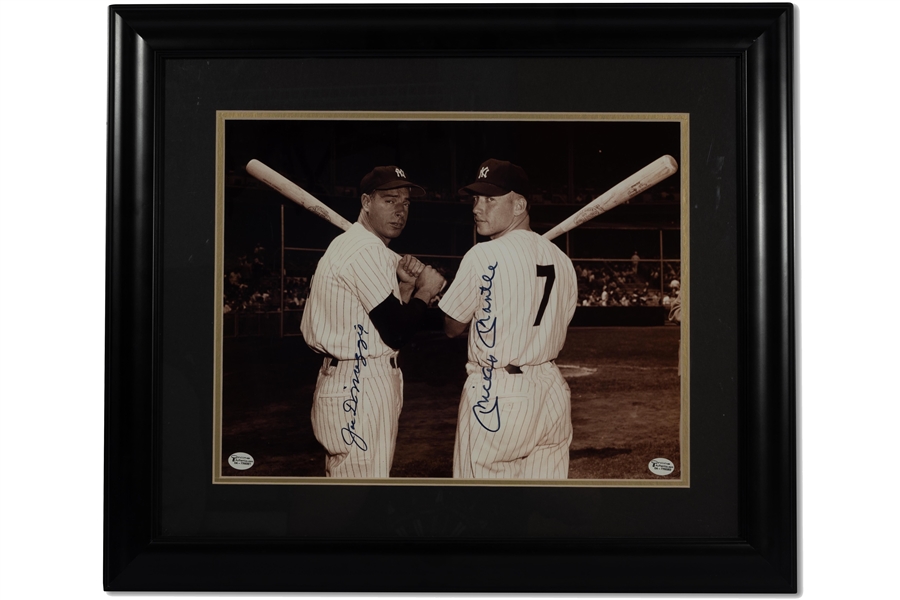 Mickey Mantle & Joe DiMaggio Dual-Signed Framed Photograph Display – Beckett LOA
