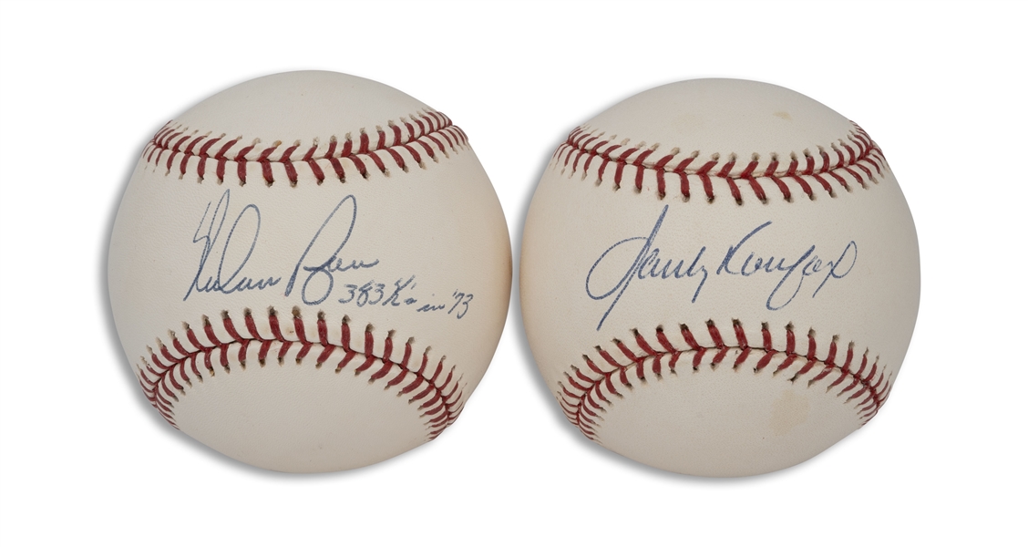 Sandy Koufax and Nolan Ryan Pair of Single Signed Baseballs – Beckett LOAs