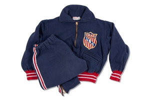 C. 1950s USA Track & Field Warm-Up Suit Worn by Olympic Sprinter Isabelle Daniels at Several AAU & International Meets incl. Pan America Games – Family LOA