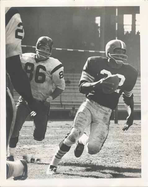 C. 1960s Jim Brown Cleveland Browns (Rushing Through NY Giants Defense) Large-Format Original Photograph – PSA/DNA Type 1