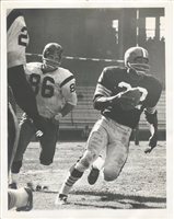 C. 1960s Jim Brown Cleveland Browns (Rushing Through NY Giants Defense) Large-Format Original Photograph – PSA/DNA Type 1