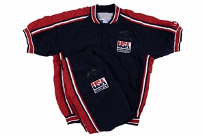 Christian Laettners Signed & Inscribed 1992 USA Olympic "Dream Team" Game Worn Warm-Up Suit (Jacket & Pants) – Laettner Collection