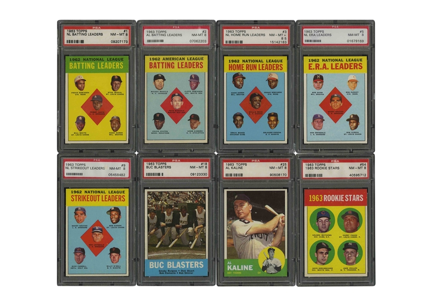 High-Grade 1963 Topps Baseball Near Set (559/576) with 206 PSA Graded Examples