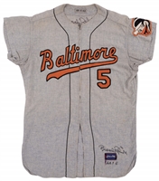 1960 Brooks Robinson Signed (Twice) Baltimore Orioles Game Worn Road Jersey with Two Photomatches (First of 16 Straight Gold Glove Seasons!) – Sports Investors & PSA/DNA LOAs