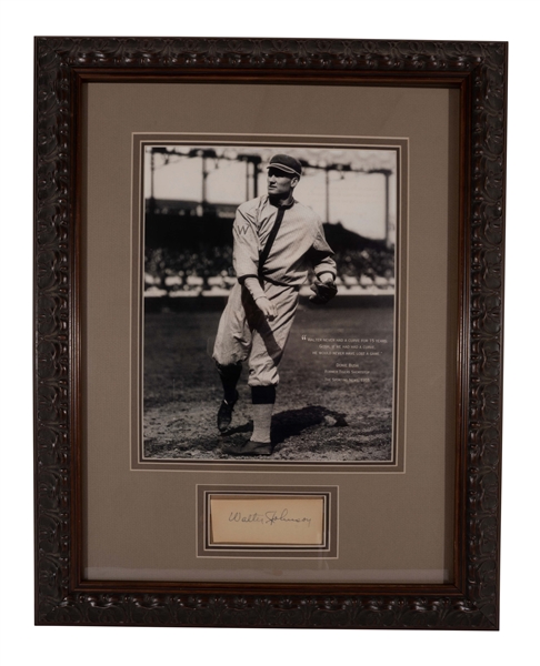 Walter Johnson Autographed Cut and Signed Photograph in Matted Display (16x21) – Beckett LOA