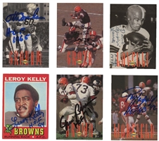 Cleveland Browns Collection of Signed Hall of Famer Cards incl. Jim Brown, Otto Graham, L.Kelly, Warfield, Groza, etc.