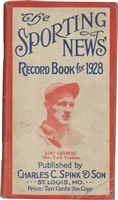 1928 The Sporting News Record Book Featuring Lou Gehrig