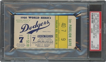 1956 World Series Game 7 (Yankees at Dodgers) Ticket Stub – Jackie Robinsons Last Game! (Final WS Game in Brooklyn) -- PSA PR 1 (MK)