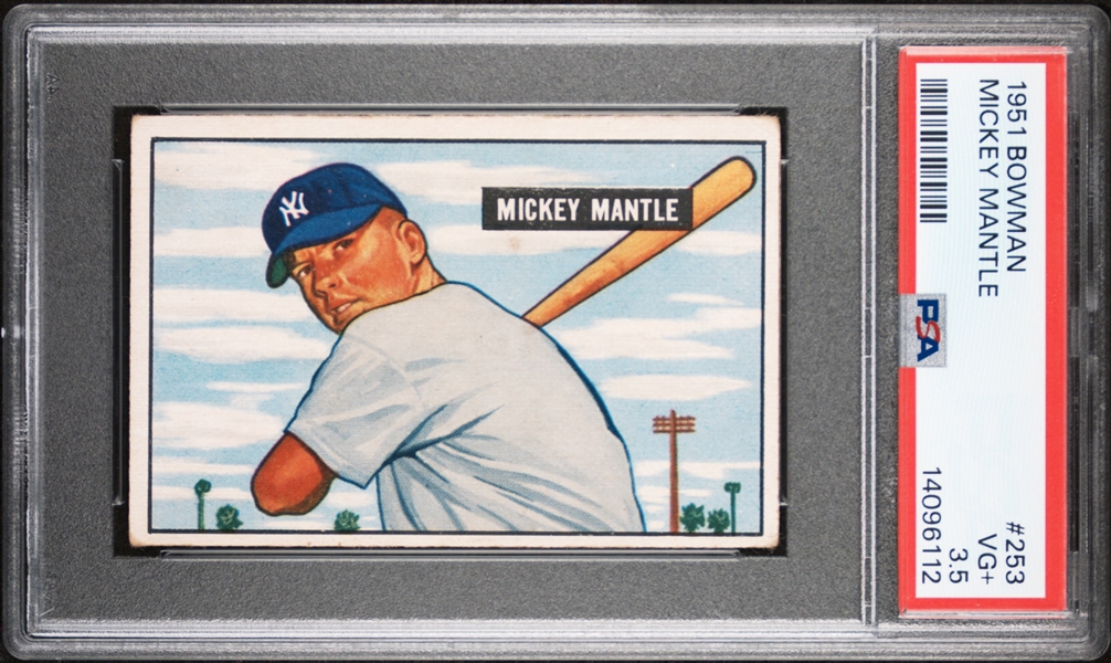 1951 Bowman #253 Mickey Mantle Rookie – PSA VG+ 3.5