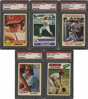 1976-79 O-Pee-Chee Lot of (5) Pete Rose Cards – Four PSA Mint 9, One PSA NM 7