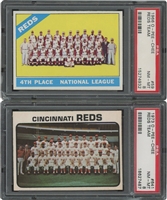 1966 O-Pee-Chee #59 Reds Team - PSA NM-MT 8 & 1973 O-Pee-Chee #641 Reds Team - PSA NM-MT 8
