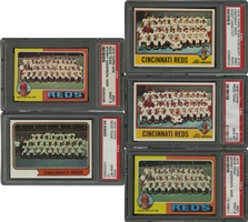 1974-1976 Lot of (5) Topps & Topps Mini Reds Team Cards – Two PSA Gem Mint 10, Three PSA Mint 9