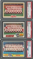 1977-79 Topps Trio of Reds Team Checklist Sheet Hand Cuts – Two PSA Mint 9, One PSA EX-MT 6