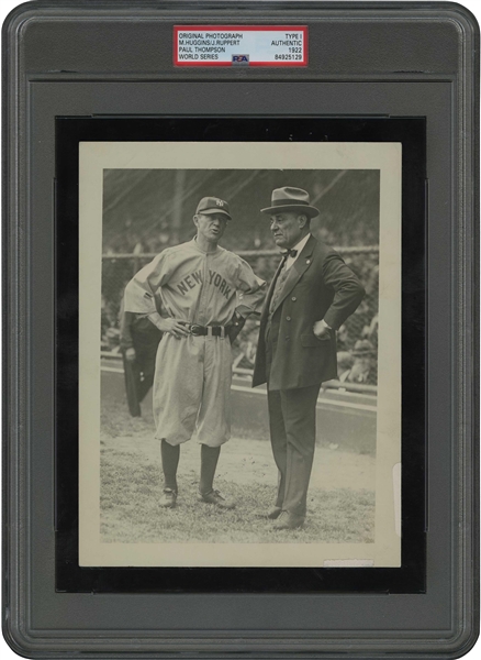 1922 Miller Huggins and Jacob Ruppert (Yankees Brass) World Series Game 1 Original Photograph by Paul Thompson – PSA/DNA Type 1