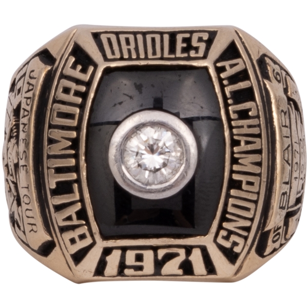 1971 Baltimore Orioles American League Champions 10K Gold Ring (Diamond Added) Presented to 8-Time Gold Glove Centerfielder Paul Blair