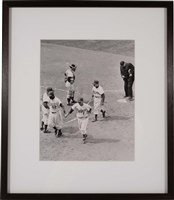 Important 4/15/1954 Jackie Robinson & Pee Wee Reese "Bumping Fists" (After Jackie Home Run) Original Barney Stein Framed Photo – Stein Family Collection