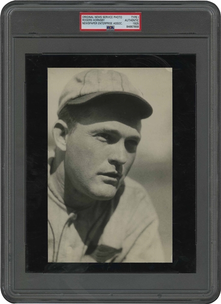 1925 Rogers Hornsby St. Louis Cardinals (NL MVP & Triple Crown Season) Original Portrait Photograph – PSA/DNA Type 1