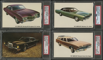 1971 Rose & Bench Lincoln-Mercury Postcards Set of (10) Cards - All But (1) PSA  NM 7 or Higher