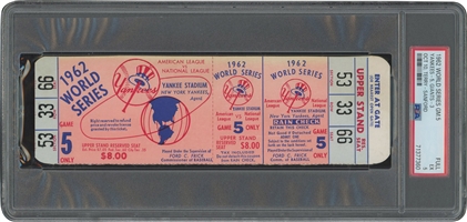 1962 World Series Game 5 (Yankees vs. Giants) Full Unused Ticket – PSA EX 5