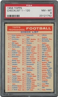 1956 Topps Football Checklist (1-120) – PSA NM-MT 8