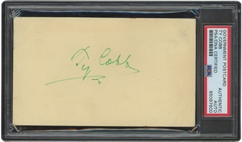 C. 1958 Ty Cobb Autographed Government Postcard – PSA/DNA Authentic