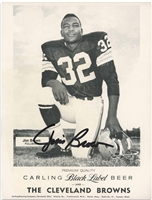 1958 Jim Brown Autographed Carling Black Label Beer Ad – PSA/DNA 9 Auto.