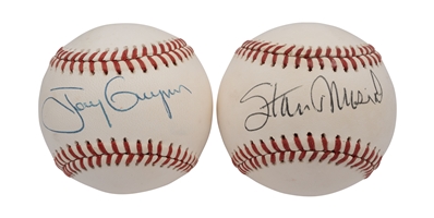 Stan Musial and Tony Gwynn (3,000 Hit Club Members) Pair of Single Signed Baseballs – PSA/DNA LOAs