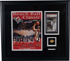 Kobe Bryant 1996 Scoreboard Autograph Collection Card (PSA/DNA Auth.) and 1995 Beach Ball Classic Program (His Last HS Tourney) in Framed Display