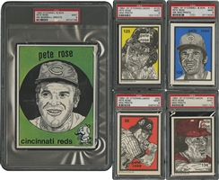 1983-91 Lot of (5) OConnell & Son Pete Rose Cards – All PSA Mint 9