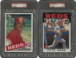1985 Topps Super (PSA NM-MT 8) and 1986 Topps Super (PSA Mint 9) Pete Rose Cards