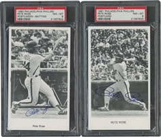 1980 and 1981 Philadelphia Phillies Pete Rose Postcards – Both PSA NM-MT 8