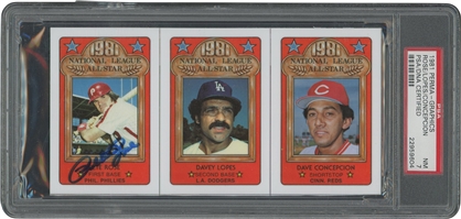 1981 Perma-Graphics All Star Credit Cards Rose/Lopes/Concepcion Panel Signed by Rose – PSA NM 7, PSA/DNA Auth.