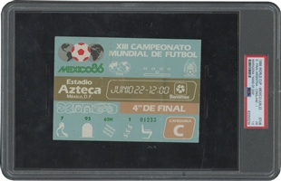 1986 FIFA World Cup (Argentina 2, England 1) Diego Maradona "Hand of God" & "Goal of the Century" Ticket Stub – PSA FR 1.5
