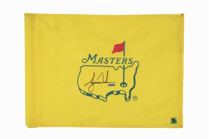 Mid-2000s Tiger Woods Autographed Masters Tournament Used Pin Flag from Augusta National – UDA COA, Green Jacket LOA