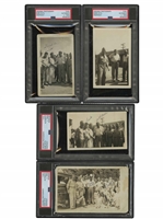 C. 1940s Babe Ruth Group of (4) Original Snapshot Photos with U.S. Military Personnel – PSA/DNA Type 1