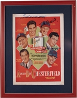 1948 Chesterfield Magazine Ad Signed by Ted Williams, Joe DiMaggio & Stan Musial – PSA/DNA LOA