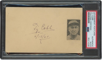 6/19/1948 Ty Cobb Autographed GPC – PSA/DNA Authentic