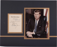Sept. 10, 1953 John F. Kennedy Signed United States Senate Memorandum in Framed Display – John Reznikoff & PSA/DNA LOAs