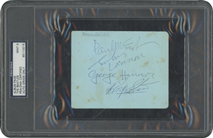 July 1963 The Beatles Full Band Signed Album Page – PSA/DNA 9 Auto.