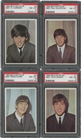 1964 Beatles Color Full Band (Card #s 1-4) Meet John Lennon, Paul McCartney, G. Harrison & Ringo – All PSA NM-MT 8