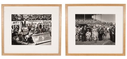 5/12/1957 Marilyn Monroe "First Kick" and "Circling Ebbets Field" (Exhibition Soccer Match) Pair of Original Barney Stein 11x14 Framed Type II Photos – Stein Estate