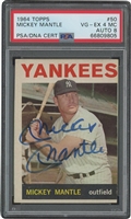 1964 Topps #50 Mickey Mantle Autographed Card – PSA VG-EX 4 (MC), PSA/DNA 8 Auto.