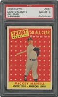 1958 Topps #487 Mickey Mantle All-Star – PSA NM-MT 8