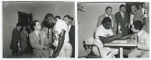 Aug. 13, 1952 Jackie Robinson "Meeting King Faisail II of Iraq" Pair of Original Photos by Barney Stein – PSA/DNA Type II, Stein Family Collection